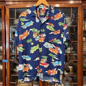 Pineapple Connections Hawaiian Shirt Woody Car Surf Aloha Rayon S/M